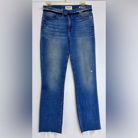 NWOT FRAME Denim distressed Le High Straight stretch jeans - Picture 1 of 9